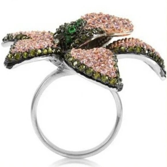 Beautiful Bling Jewelry Orchid Ring Pink Pave Crystals Size 7 - Picture 4 of 10